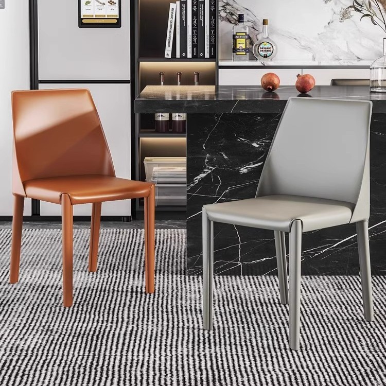 silla de sillón de mesa de comedor en el hogar silla de diseño taburete minimalista silla de comedor de cuero italiano al por mayor mesa de comedor de lujo ligera