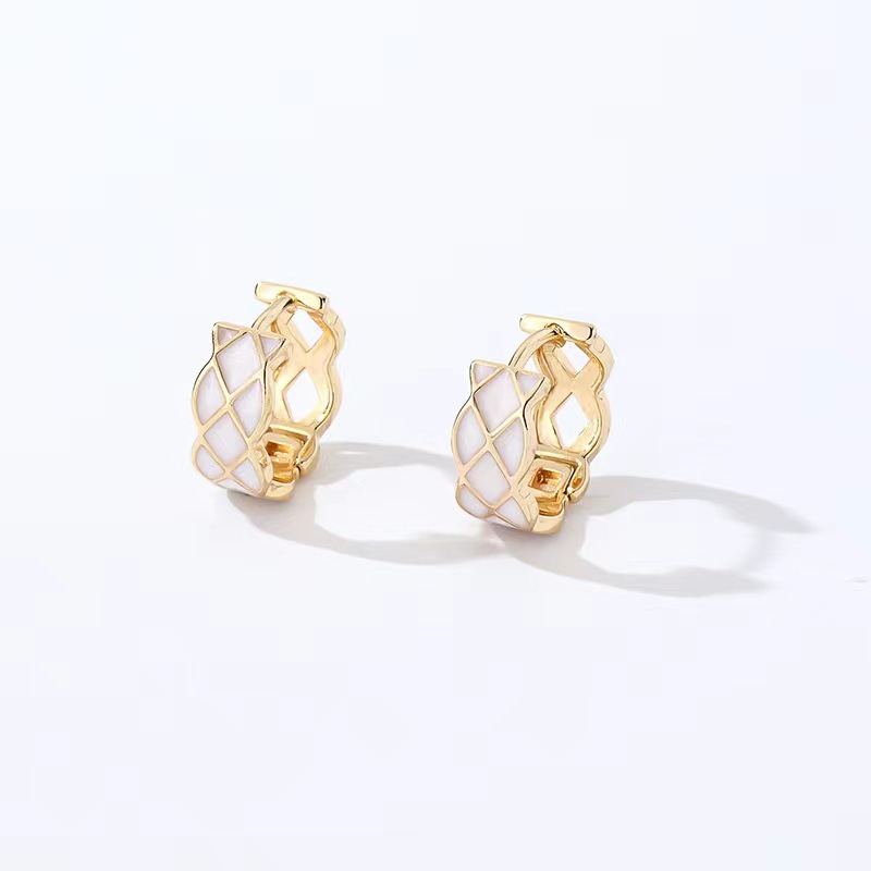 1 Pair Simple Style Grid Irregular Enamel Copper Earrings display picture 6
