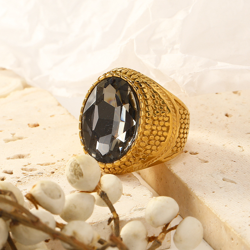 Round Pattern Women's Gender Real Gold Plated Round 304 Stainless Steel Simple Style Waterproof Non Tarnish Rings