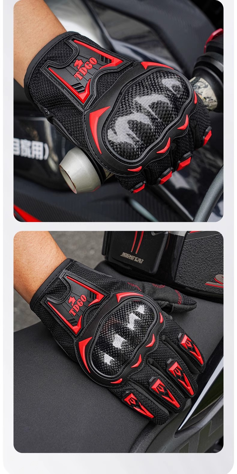 Motorcycle Gloves, Motorcycle Anti-Slip Full-Finger Gloves, Racing Off-Road Riding Touch-Screen Windproof and Fall-Resistant Gloves