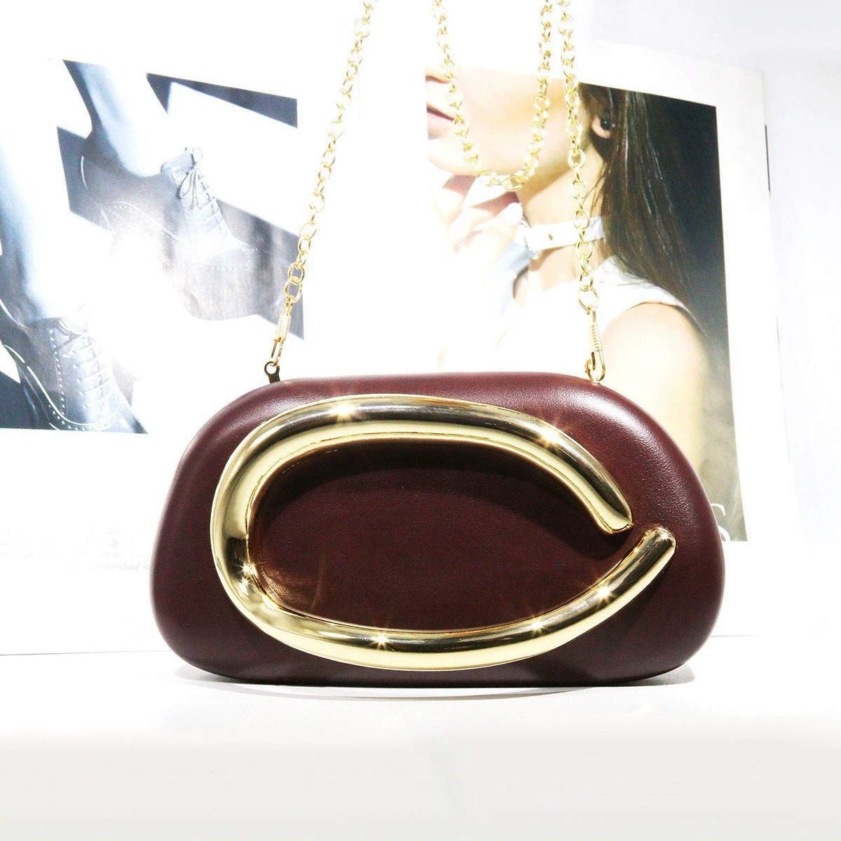 Маленькая clutch-сумка, дизайн в стиле ретро, металлический ящик, через плечо, (торговля через границу)