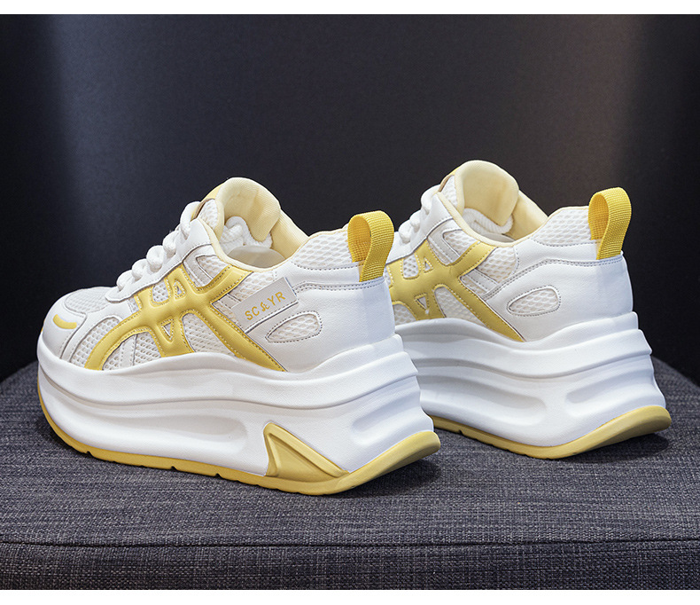 Giày sneaker nữ đế dày tăng chiều cao phong cách thể thao — M2852 be, M2852 xanh, M2852 vàng chi tiết 28