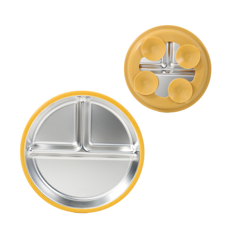 20cm earthy yellow silicone stainless steel dinner plate