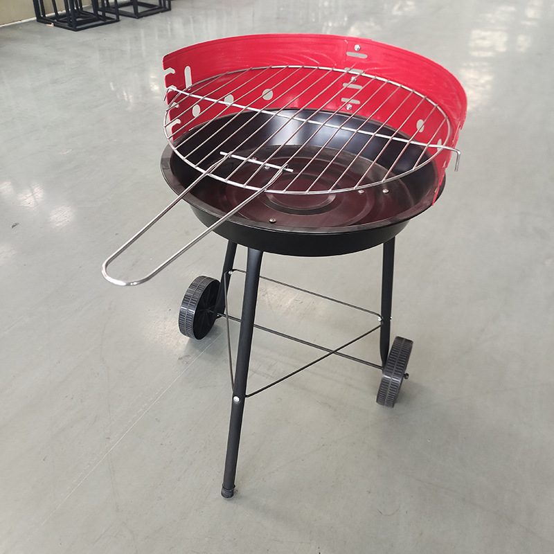 Parrilla de barbacoa portátil al aire libre portátil Parrilla de barbacoa redonda Parrilla de barbacoa de carbón jaula hogar simple Parrilla de barbacoa horno
