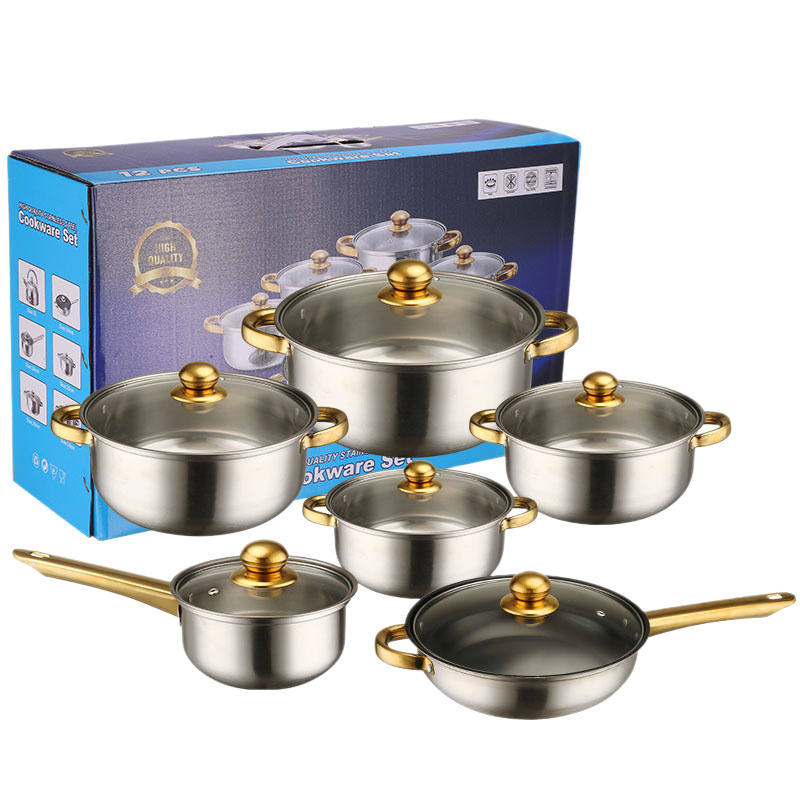 Exportación de paneles de color de acero inoxidable, paneles antiadherentes, 12PCS mangos de paneles de paneles de leche, paneles de paneles de paneles de paneles de paneles transfronterizos