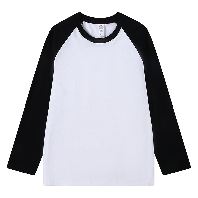230g Raglan Long-Sleeved T-Shirt for Men, Spring & Fall American Style Contrasting Color Splicing Bottoming Shirt, Round Neck Sweatshirt for Men and Women with Color Matching Design 230g Raglan Long-Sleeved T-Shirt for Men, Spring & Fall American Style Contrasting Color Splicing Bottoming Shirt, Round Neck Sweatshirt for Men and Women with Color Matching Design