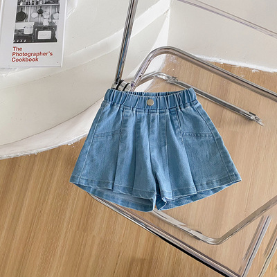 Children's clothing girl Bouffancy cowboy shorts children Western style Thin section Hot pants Sweet Exorcism cotton material Boy pants