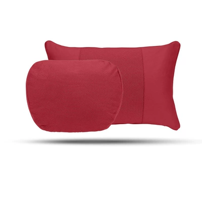 Headrest – Suitable for Car Headrests, Perforated - volcanic-red-perforated-headrest-lumbar-support-set