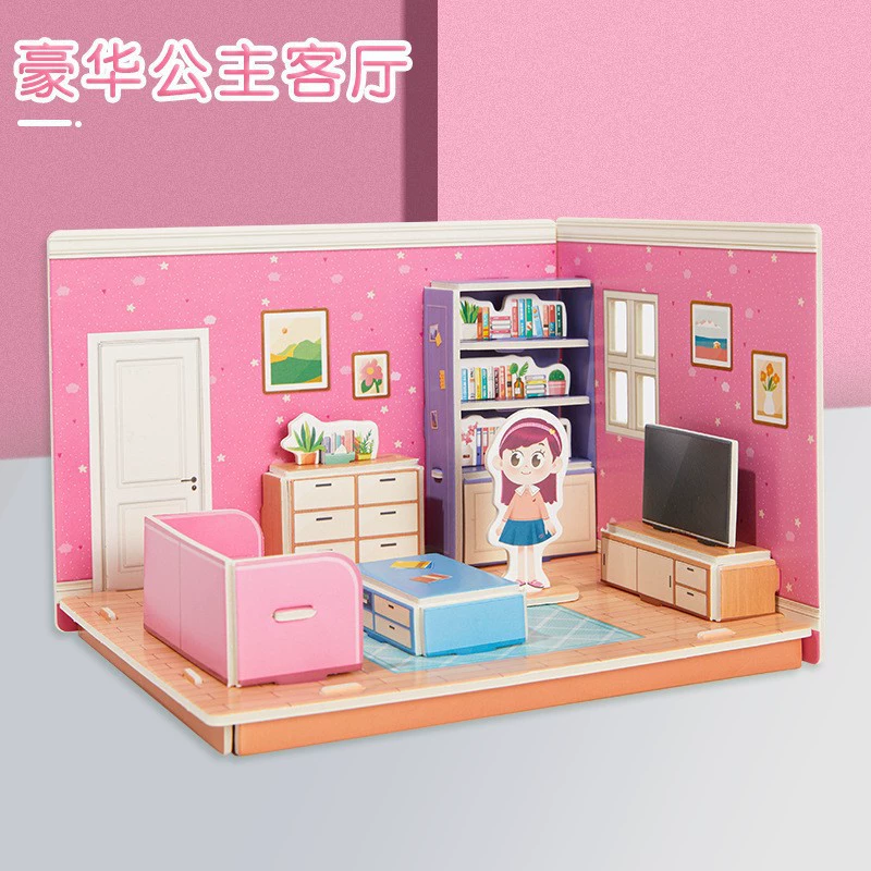 Three dimensional brainteaser, toy, house, interactive constructor, DIY, in 3d format, family style, Birthday gift