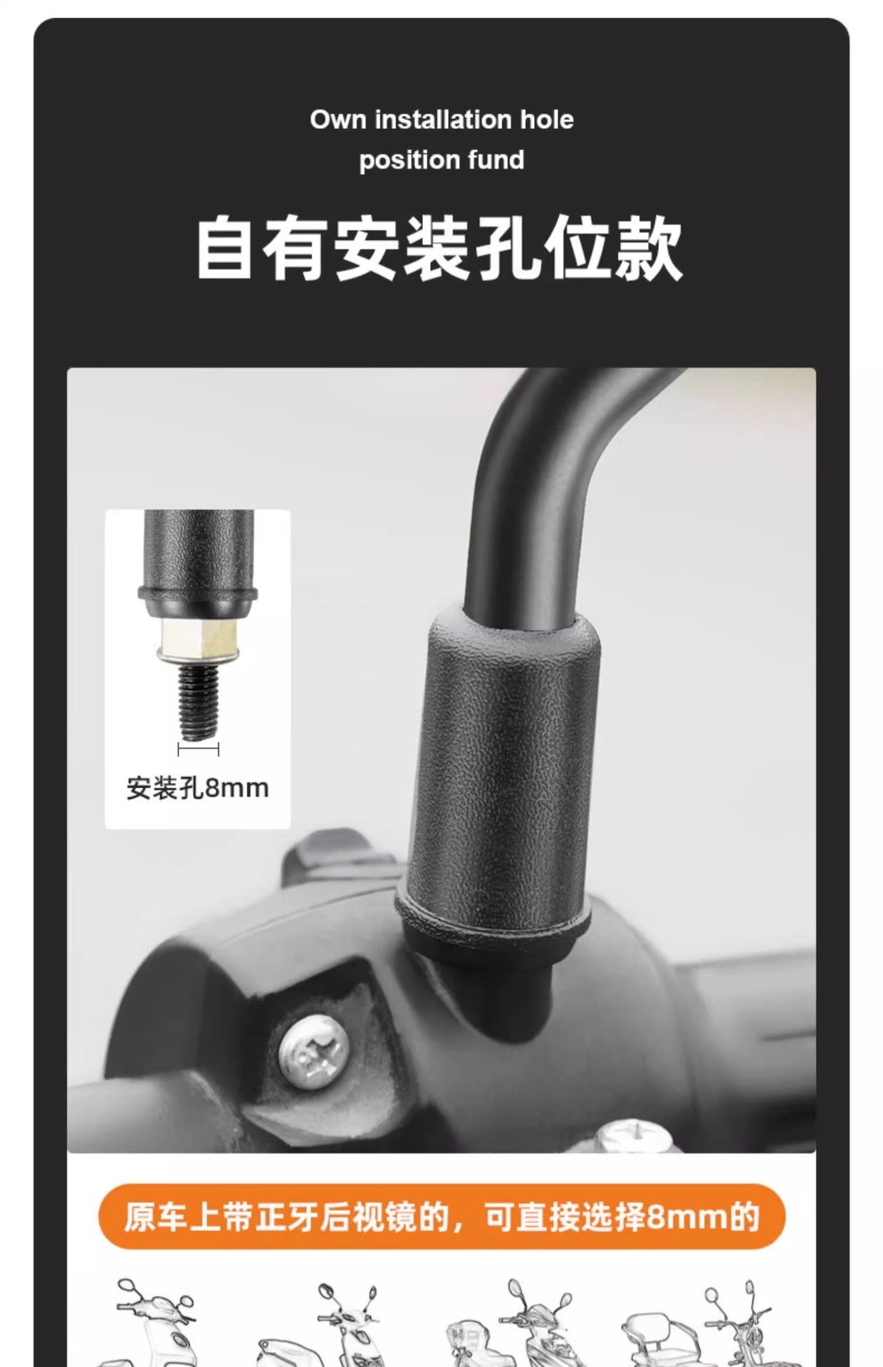 Electric Vehicle Rearview Mirror, Yadi Universal Battery Vehicle, Taoling Reflector, Guanneng Special Mirror, M6 Reversing Mirror