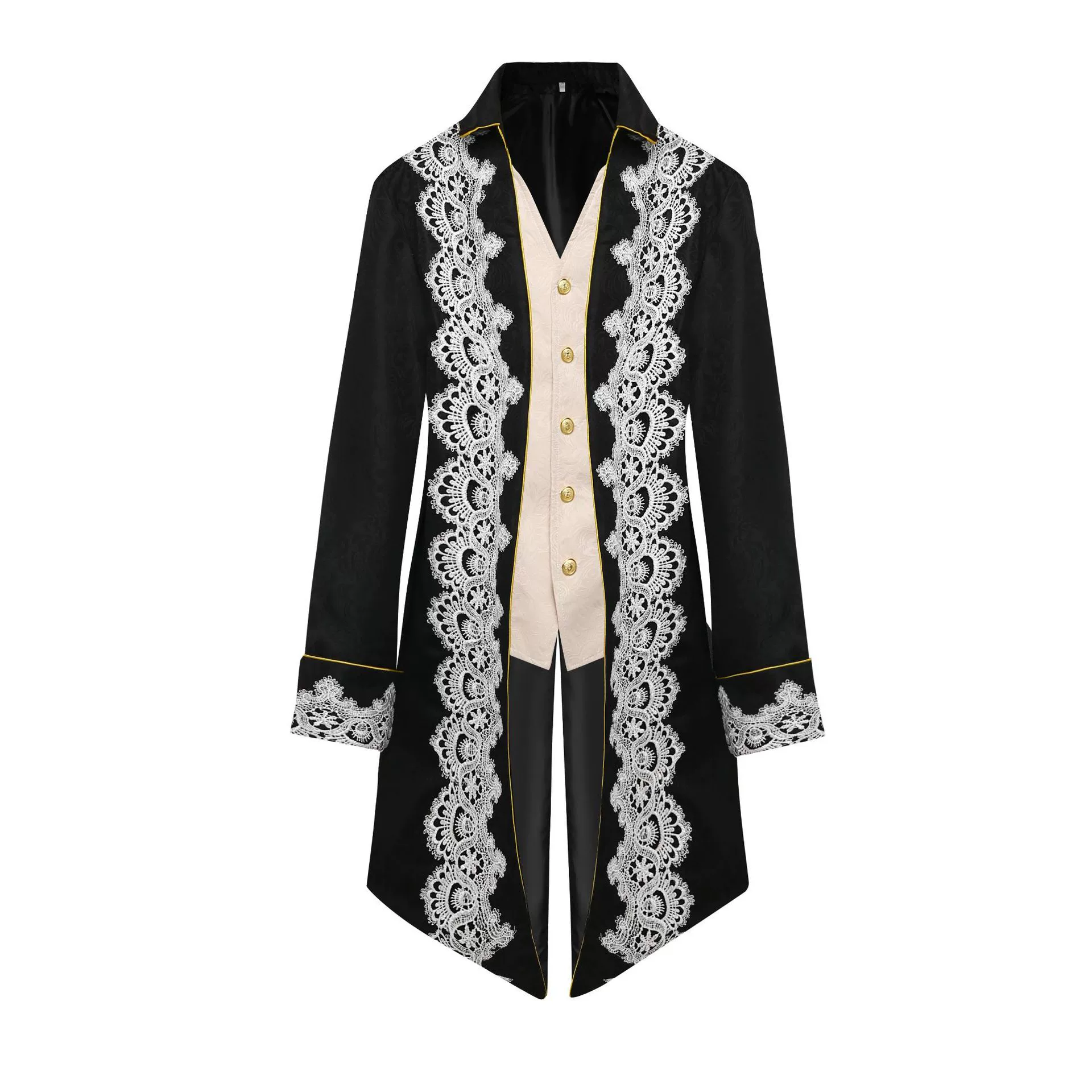 Мужское средневековое фрак в стиле стимпанк, готическое викторианское платье, униформа с кружевом