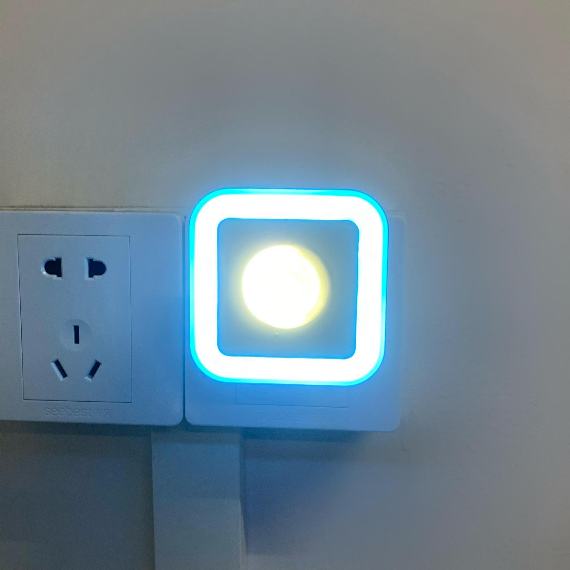 LED 플러그인 야간 조명 국경 미국 게이지 사각형 소켓 지능형 인체 조명 제어 유도 조명 침실 복도 조명 220