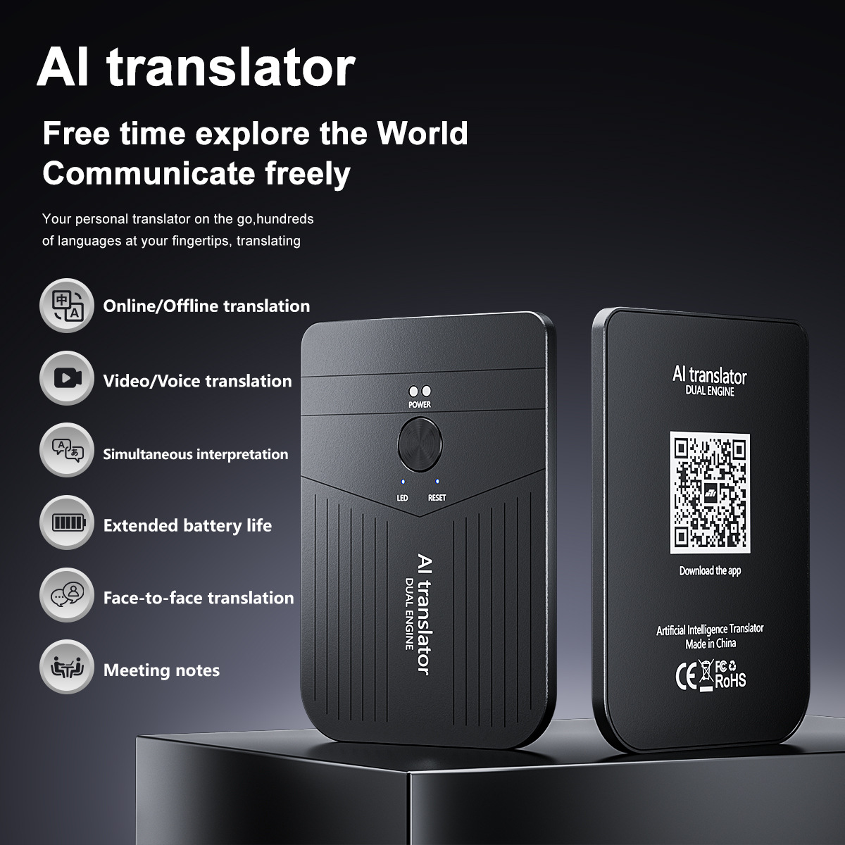 Ai Intelligent Translator, Multi-Language Offline Simultaneous Translation, Photo Translation Tool with App Function, Free a