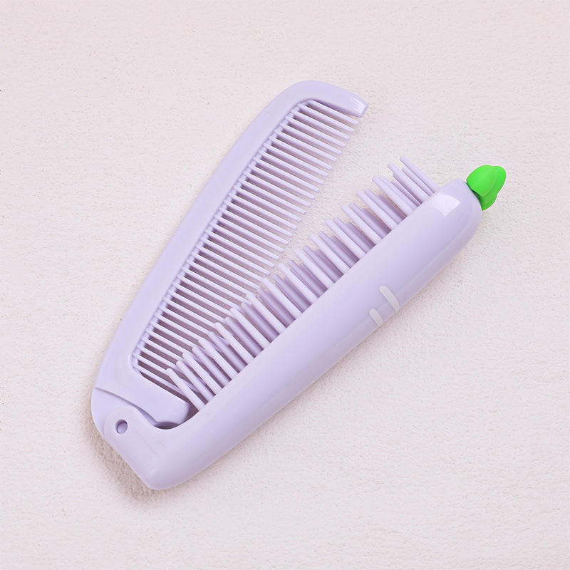 Pequeña niña estudiante cabello largo portátil recto doble uso peine de niños lindos peines plegables de zanahoria nuevo