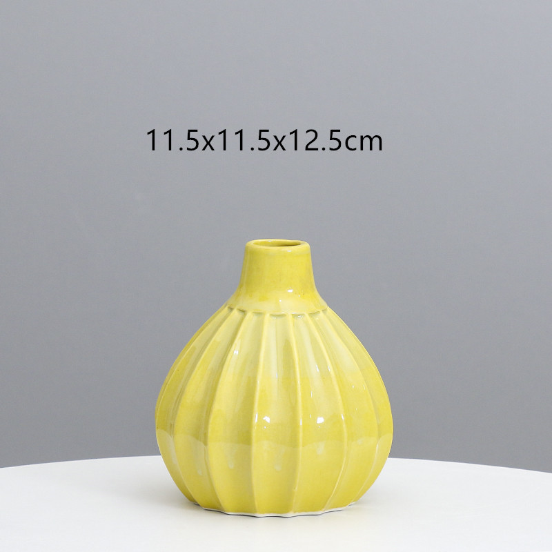 Jarrón de cerámica nórdico ins creativo moderno minimalista decoraciones calabaza hogar arreglo floral arte TV al por mayor