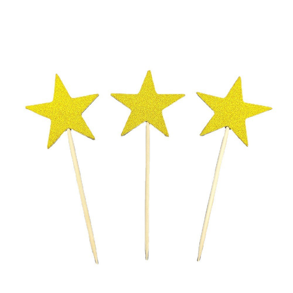 Cinco estrellas de bambú palo de fruta desechable palo de fruta plato decoración palo de fruta enchufe postre pastel fiesta decoración palo fruta tenedor