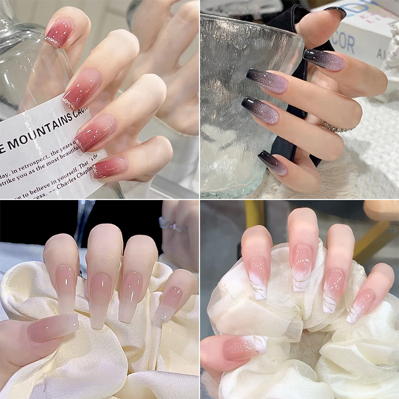 Use parche de uñas pegatina de uñas de dibujos animados corto parche de uñas falso desmontable terminado rubor parche de uñas