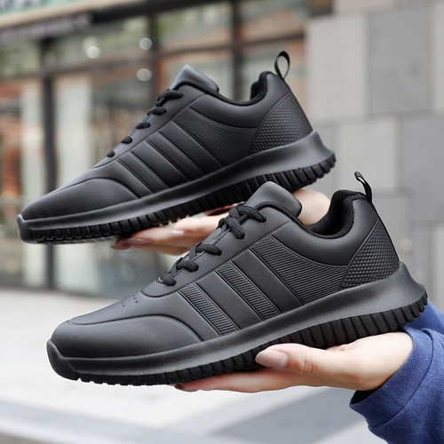 Men's Plus Size Chef Shoes 2026, Men's Leather Surface Fashion Leisure Sports Shoes Waterproof Work Shoes Outdoor Travel Shoes