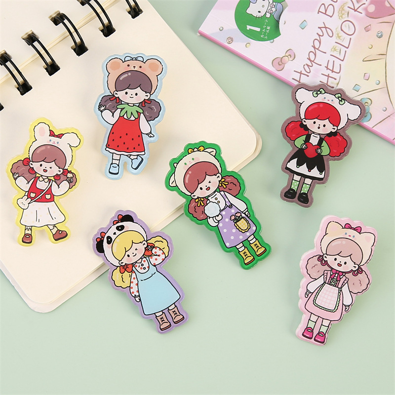 漫画クリエイティブアクリルブローチドーパミン女の子かわいいバッジ子供装饰ピンストラップアクセサリー卸売|undefined