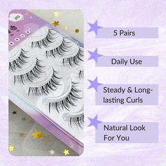 One-piece sunflower natural false eyelashes for little demons, reusable comic-style transparent daily use.