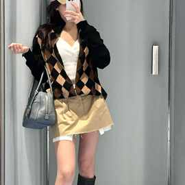 南油高定MM家26秋冬新款韩系复古风宽松显瘦外套针织上衣精品女装