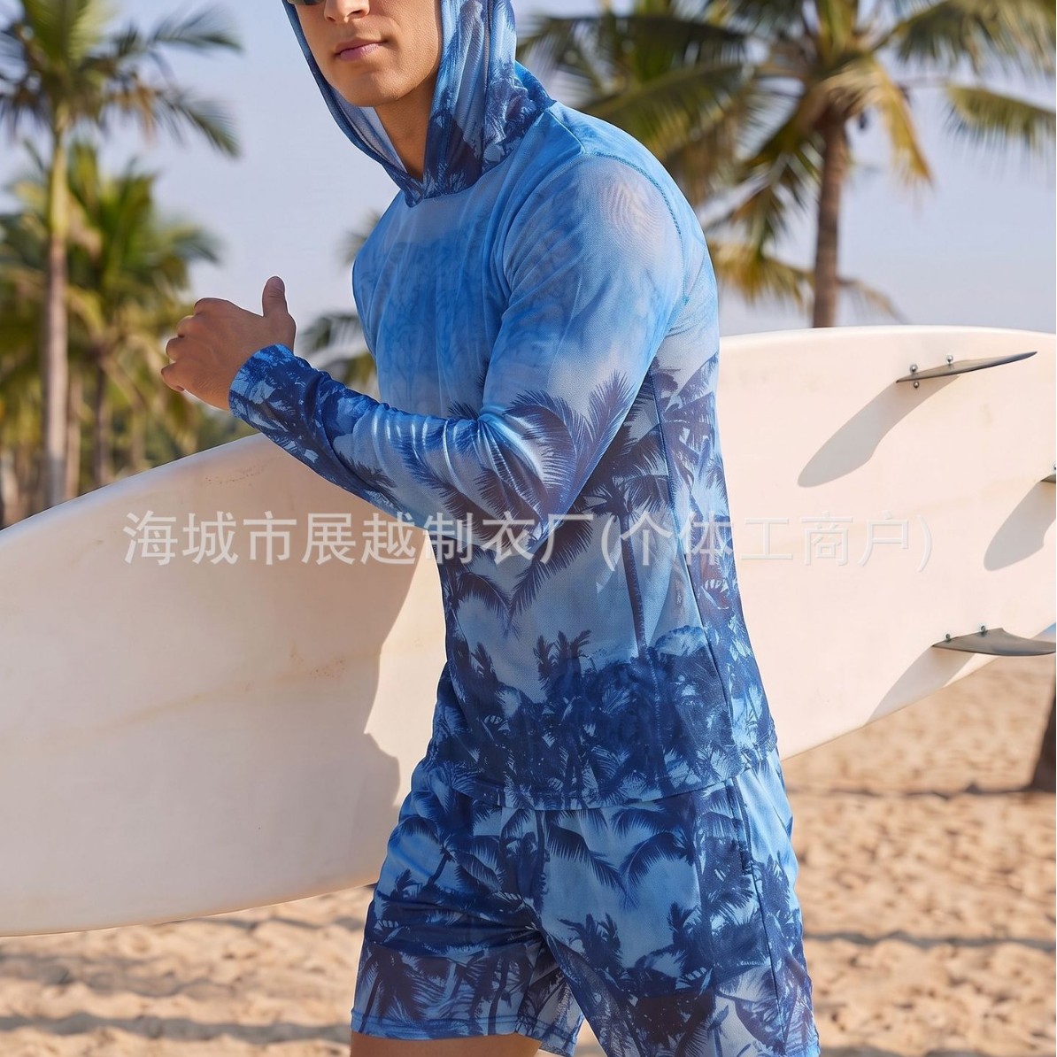 New Russian-style men's sun-protective, quick-drying, breathable mesh beach swimsuit