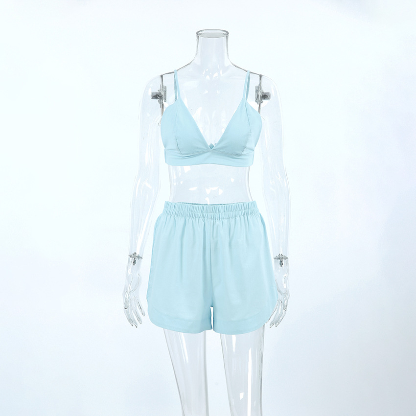 413g Weight Long Sleeve Sleeve Length Pajamas Lingerie Type Cotton Fabric Type Short Top Length Shorts Sets Sets Type 3 Pieces Set Quantity Home, Outdoor Occasion Halter Neck Neckline Breathable Function Regular Fit Fit Type Solid Color Pattern Summer, Spring Season Women's Gender Simple Style Style Home Outdoor Women's Simple Style Solid Color Cotton Shorts Sets Pajama Sets 3