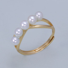 DIY珍珠配件S925纯银韩版时尚小清新多珠戒指托指环戒托空托饰品