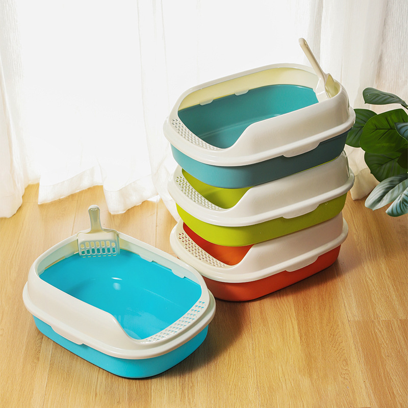 Anti-craqueo semi-cerrado de gran tamaño gato caja de arena al por mayor gato inodoro anti-salpicaduras de elevación de mascotas totalmente cerrado gato caja de arena al por mayor