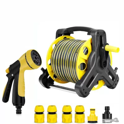 High pressure car wash water gun — rack, coiled pipe, pipe retractor, household - no-need-for-hose-pipe-collection-rack-multifunctional-flower-watering-gun-set
