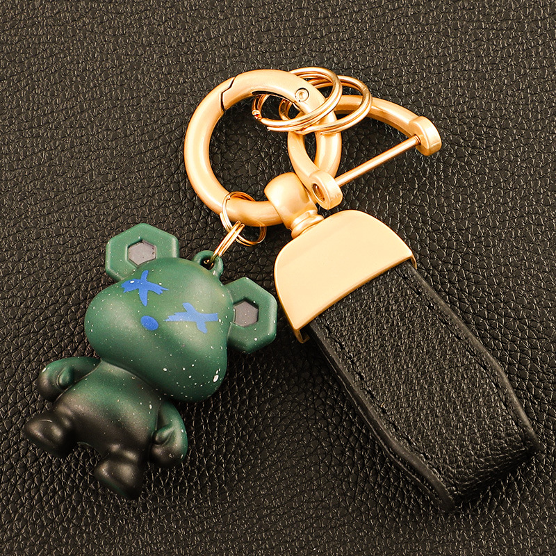 Llavero de oso de alta gama en el extranjero, colgante de llave de pareja, cuerda de mano de cuero, hebilla de metal duradera, hombre de comercio electrónico de Amazon