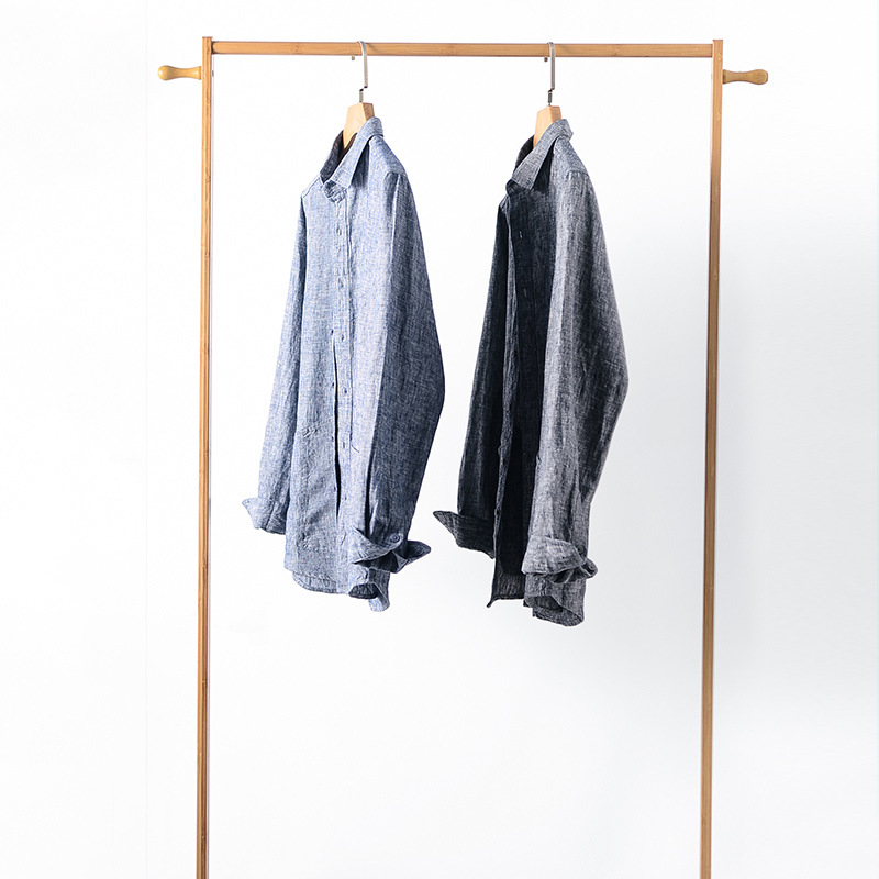 Camisa de Lino para Hombre, Nueva Colección Primavera 2025, Estilo Casual, Solapa, Manga Larga, Holgada, Modelo D027