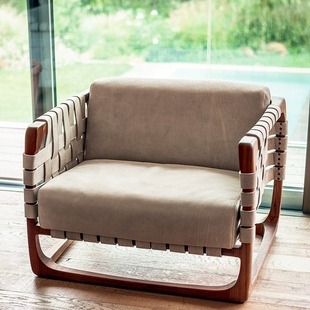 Black Walnut Wood Leisure Chair Single Simple Sofa Chair Light Luxury Villa Large and Small Apartment Living Room High-end Furniture