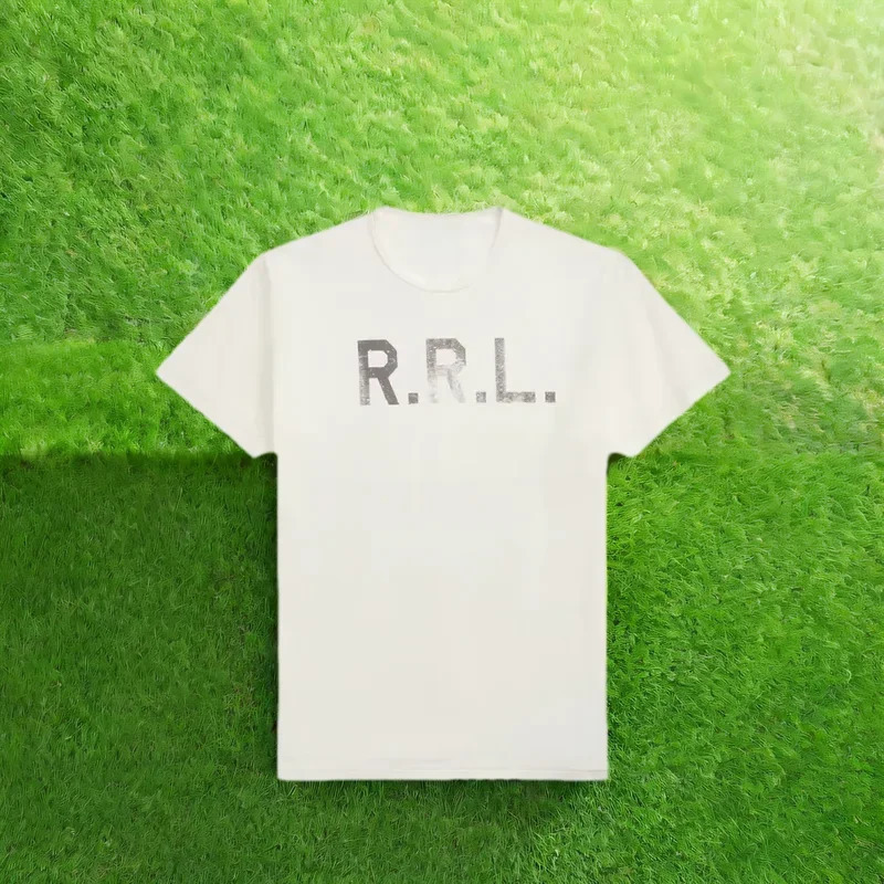 European Size Pure Cotton T-Shirt Fashion Luxury Brand Rrl Letter Printed Loose Sho