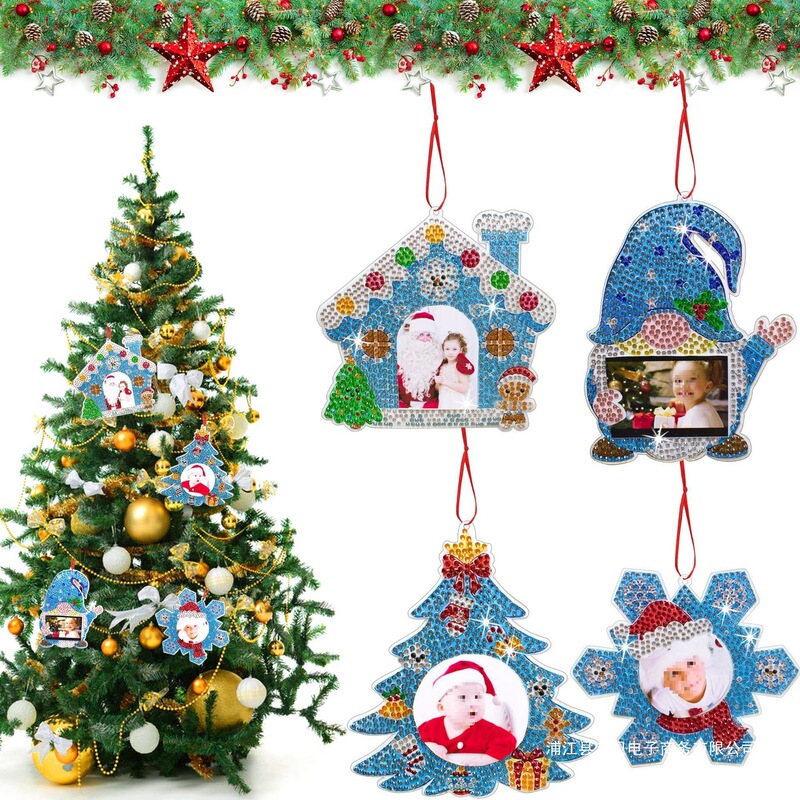 4 Pieces/Set DIY Christmas Diamond Art Photo Frame, Pet Material, Single-Sided Crystal Rhinestone Decoration, Can Be Used to Attach Photos 4 Pieces/Set DIY Christmas Diamond Art Photo Frame, Pet Material, Single-Sided Crystal Rhinestone Decoration, Can Be Used to Attach Photos