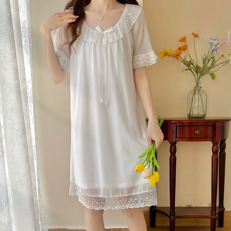Летний кружевной стильный ретро-pijama? длинная юбка, корейский стиль