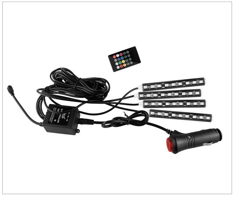 Colorful Voice-Controlled One-To-Four Ambient Lights, Footwell Lights, Interior Lights, Led Decorative Lights, Car Ambient Lights