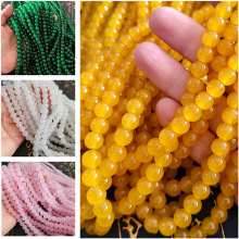 防白玉祖母绿圆蜜蜡黄珠散珠手链项链饰品配件手工DIY玻璃珠 饰品