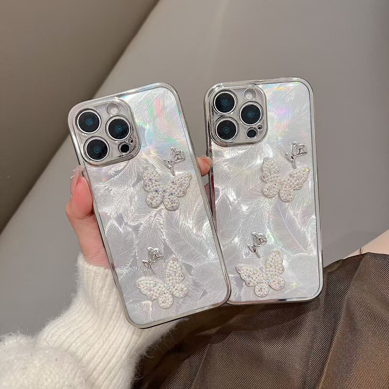 Suitable for Oppo A5 Vitality 5g Feather Yarn Butterfly Rose Electroplated Mobile Phone Soft Shell A5Pro Fine Hole Anti-Fall Protective Cover