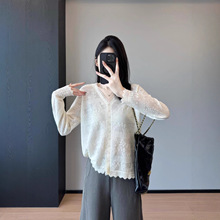 呔好看了吧！浮雕提花优雅名媛风欧根纱羊毛针织开衫女秋季新款25