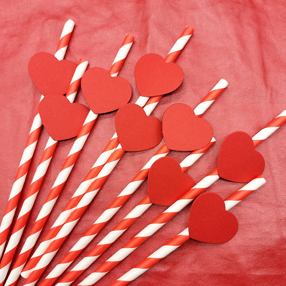 Tarjeta de celebridad en línea paja de papel creativo amor paja decorativa desechable degradable postre pastel fiesta paja