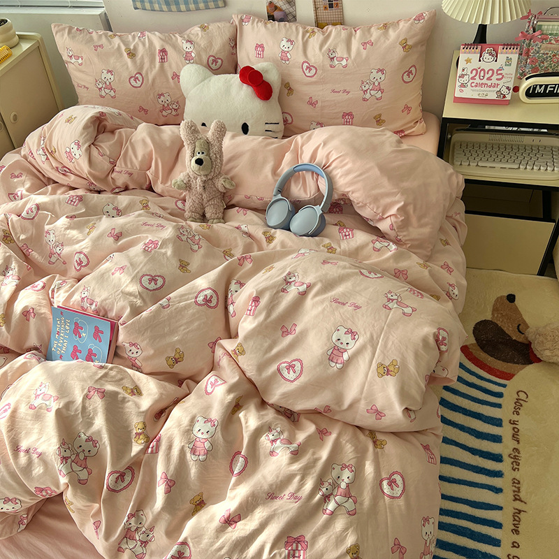Cama de cuatro piezas de madres y bebés de clase A sábanas de algodón cubierta cama de dormitorio de estudiantes de tres piezas de cama