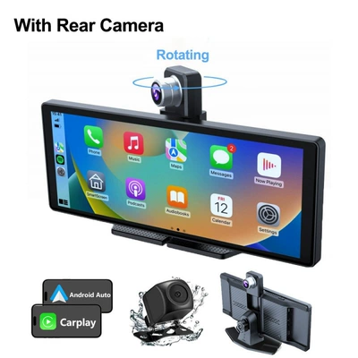 10.26inch Carplay Dash Cam Simsiz CarPlay və Android Auto - front-4k-with-rear-1080p-camera