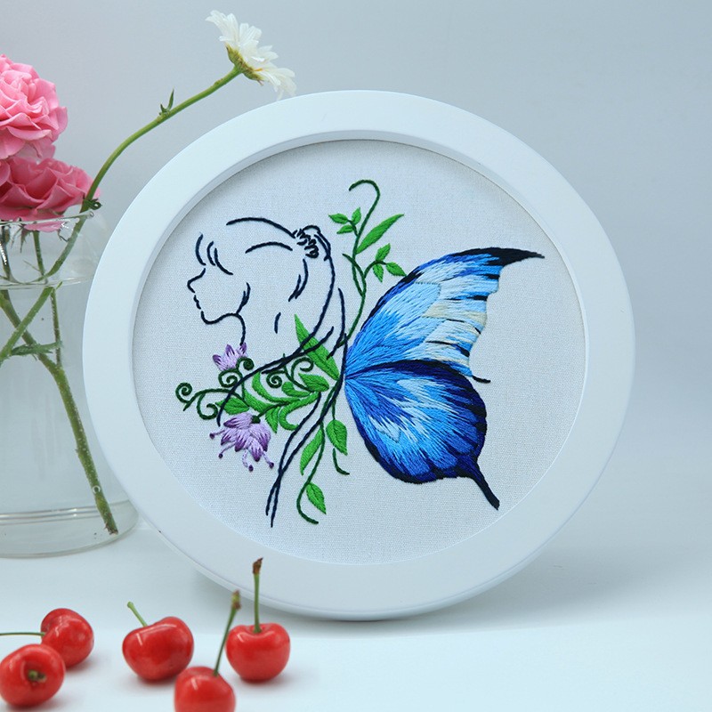 Bordado Diy Butterfly Colgante Lu Bordado Hecho a mano Paquete de material Juego de tres piezas Inglés Creative Children's Gift Flower Colgante