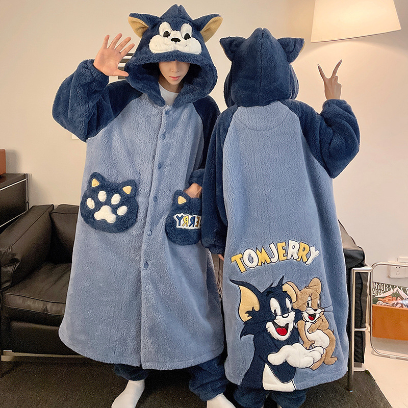 Fabricantes de parejas pijamas otoño invierno coral fellas hombres y mujeres fellas de dibujos animados más ropa de casa fellas pijamas parejas