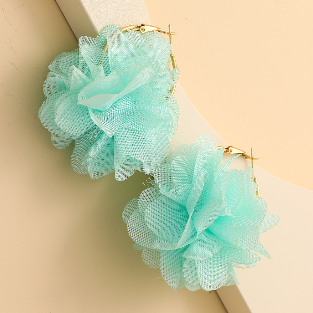 Fashion Chiffon Cloth Lace Flower Multi-layer Earrings display picture 10