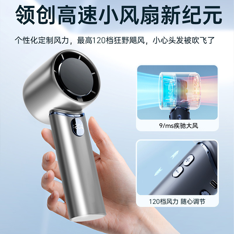 新型ハンドヘルドミニファン、デジタルディスプレイ、強風、長時間バッテリー、充電式小型ファン、屋外ポータブル、卸売|undefined