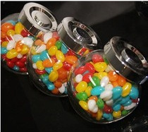 创意180毫升扁鼓 玻璃花茶储物罐 蜂蜜分装瓶 罐头食品包装许愿瓶