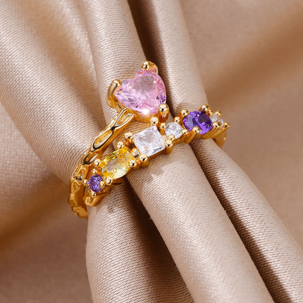 10g Weight Zircon Inlay Material Rings Classification Adjustable Ring Size 1 Piece Quantity Daily Occasion Copper Material Irregular, Heart Shape Pattern All Seasons Season Women's Gender Plating Design Elegant, Simple Style Style Wholesale Jewelry Elegant Simple Style Irregular Heart Shape Copper Zircon Plating Rings 5