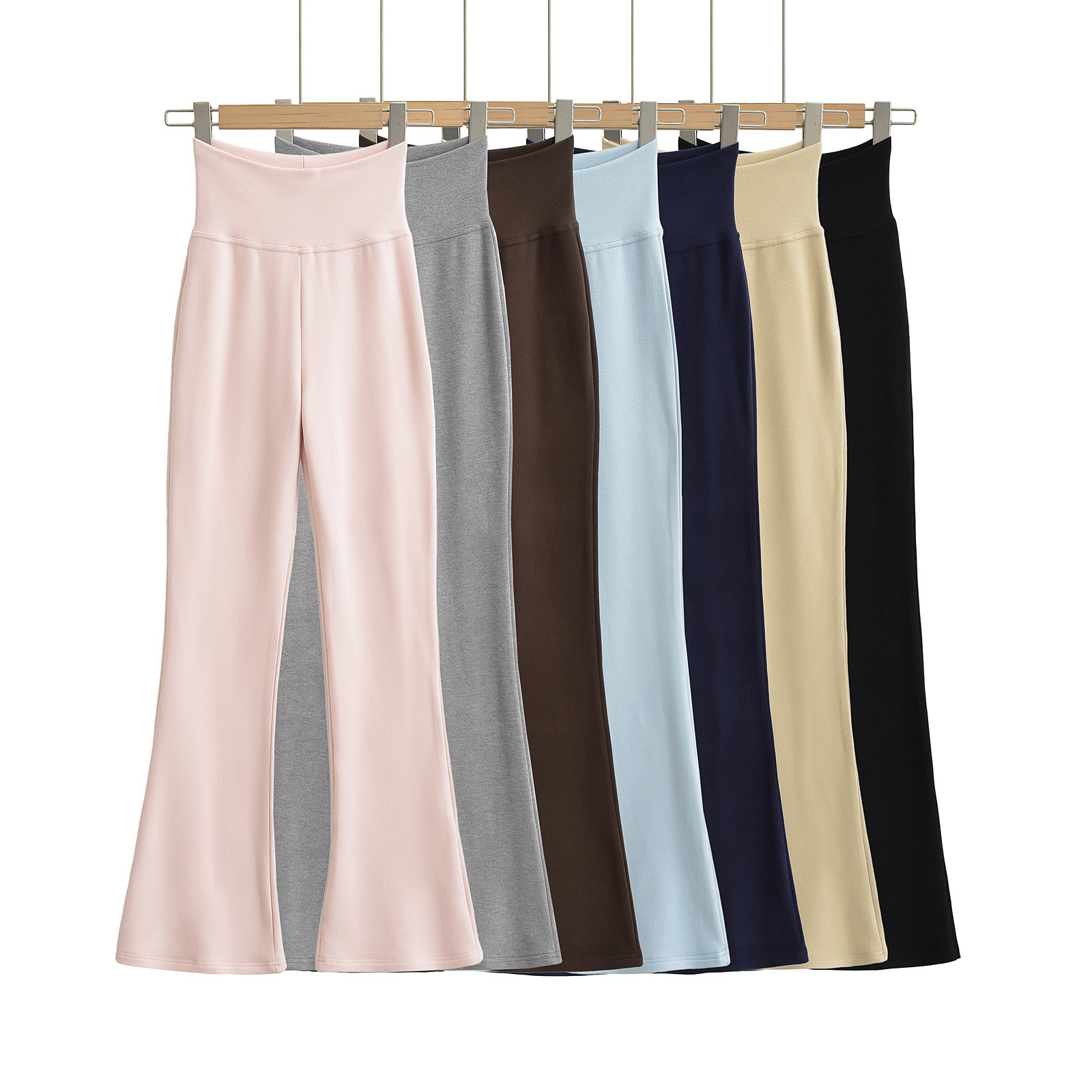 24 Spring and Autumn New Women's American Style Pure Desire Hot Girls Sexy Elastic High Waist Elastic Solid Color Micro-La Casual Trousers